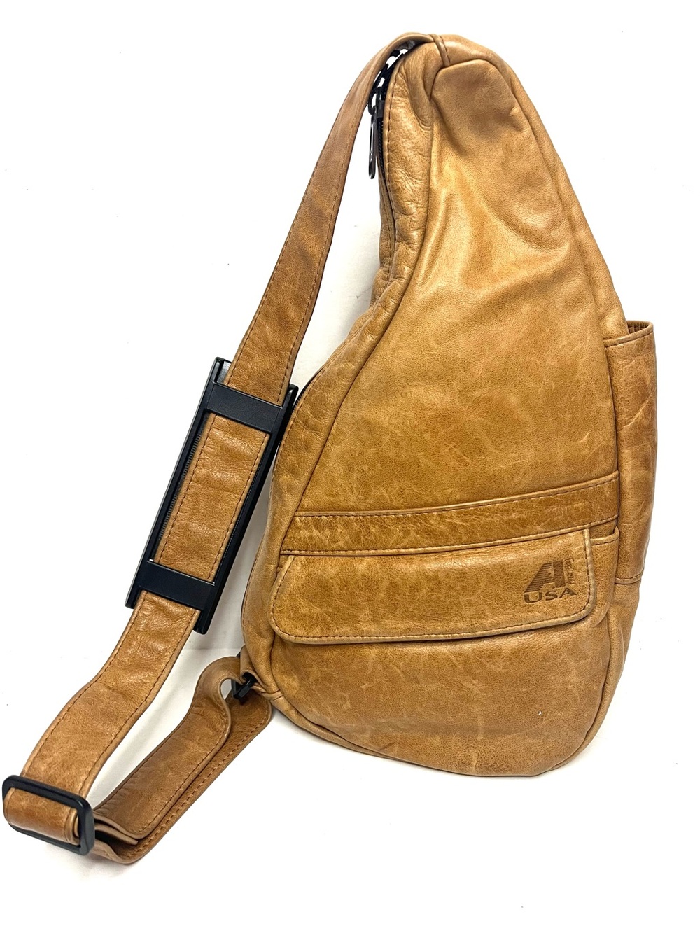 AmeriBag Healthy Back Tan Leather Sling Bag